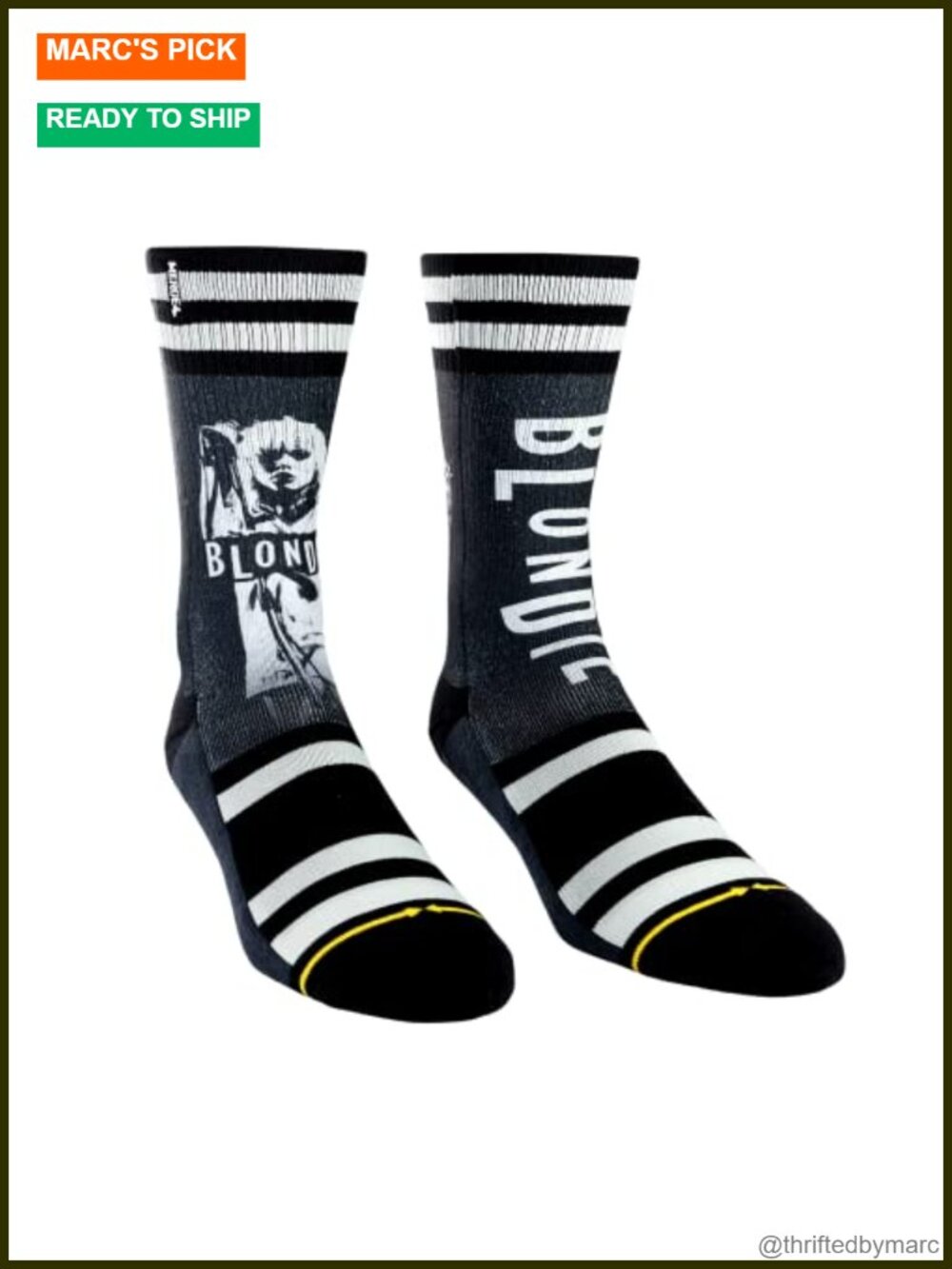 Blondie One Way or Another Crew Socks Arch Support Hand-Stitched Toes